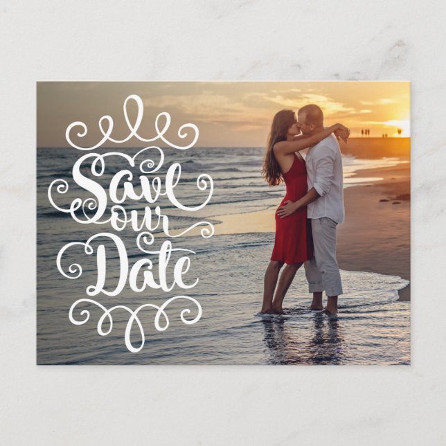 Carte Postale Sauver notre date de mariage | Écriture manuscrite (Devant)