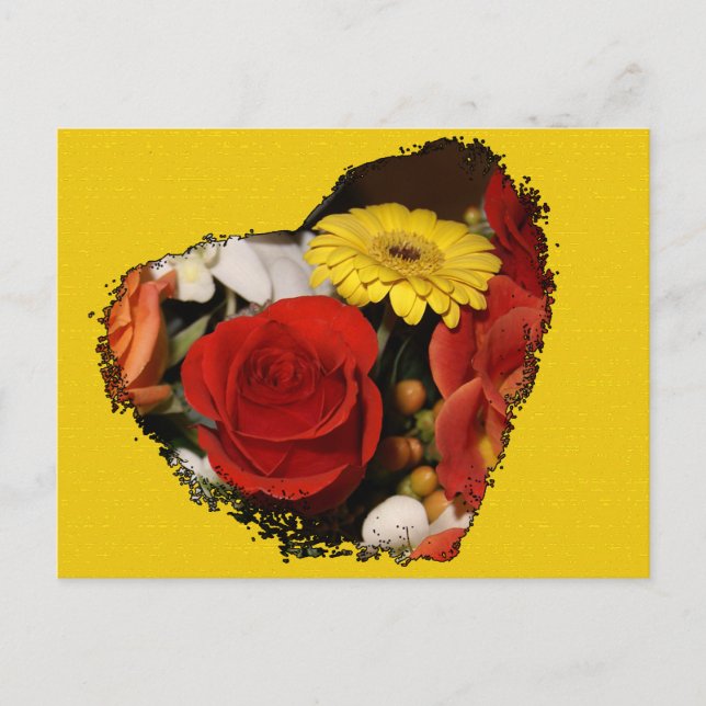 Carte Postale "Sauvez la date" Bouquet de coeur de bord Jagged (Devant)