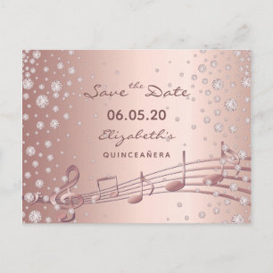 Carte Postale Sauvez la date rose or glam Quinceañera fête