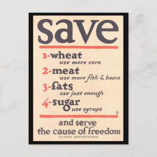 Carte Postale "Sauvez le blé, la viande, les graisses, le sucre"