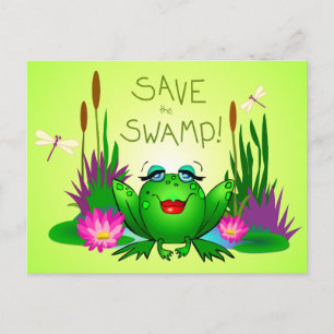 Carte Postale Sauvez le marais Femme Fatale Grenouille verte