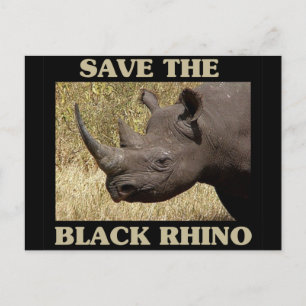 Carte Postale Sauvez le rhinocéros noir