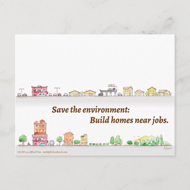 Carte Postale Sauvez l'environnement : Établissez les maisons (Devant)