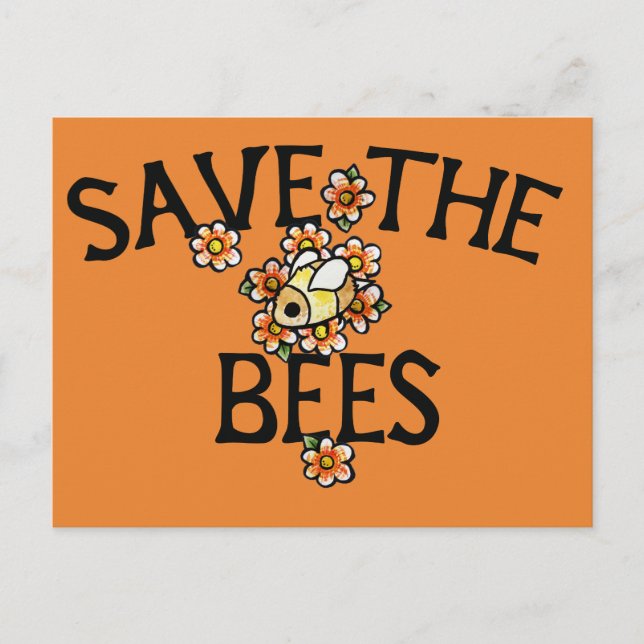Carte Postale Sauvez les abeilles adorables apiculteurs doux art (Devant)