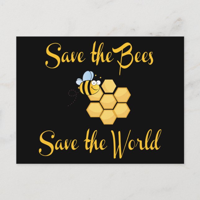 Carte Postale Sauvez les abeilles Sauvez le monde (Devant)