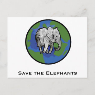 Carte Postale Sauvez les éléphants
