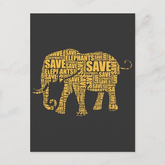 Carte Postale Sauvez les éléphants Safari Elephant Protégez les  (Devant)