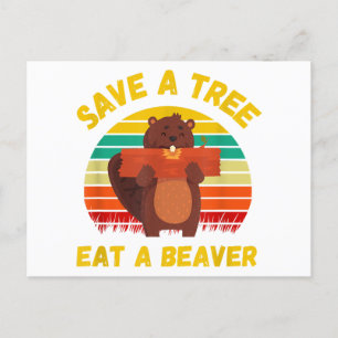 Carte Postale Sauvez un arbre Mangez un castor amusant Pun casto