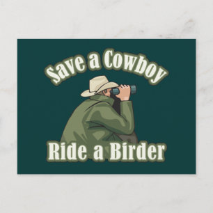 Carte Postale Sauvez un Cowboy... Monter à bord d'un oiseau