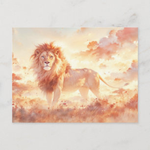 Carte Postale Savane ensoleillée au lion majestueux