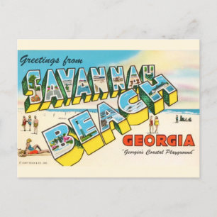Carte Postale Savannah Beach Géorgie Salutation
