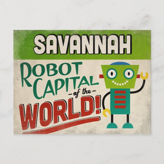Carte Postale Savannah Georgia Robot - Drôle Vintage (Devant)