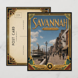 Carte Postale Savannah Géorgie Art Déco Vintage Âge d'Or