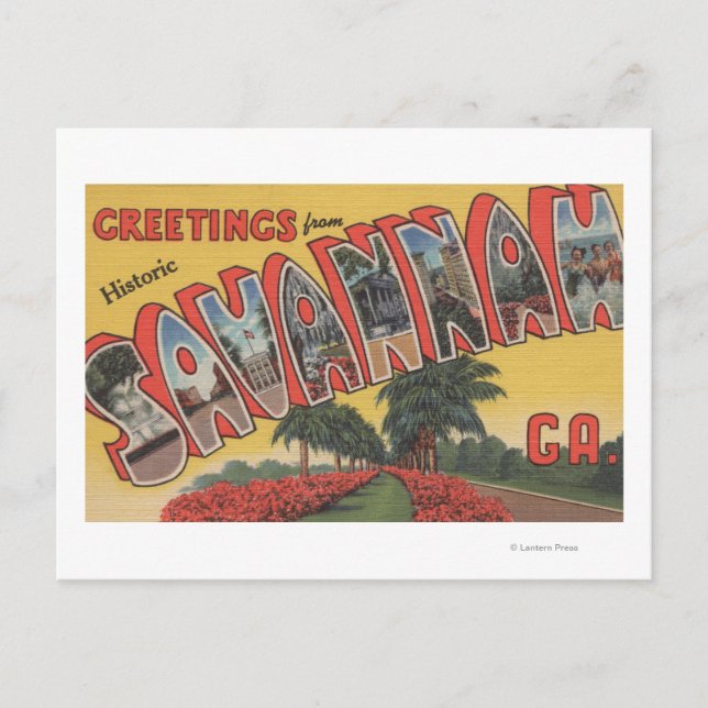 Carte Postale Savannah, Géorgie (historique) - Grande lettre (Devant)