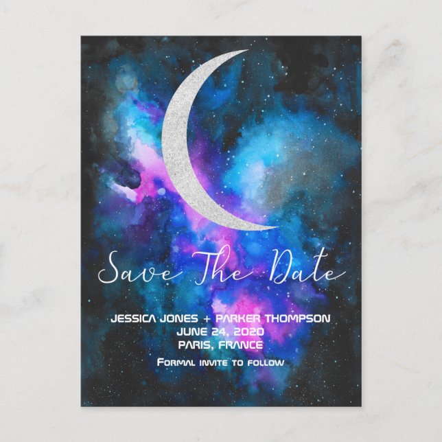 Carte Postale Save the date | Aquarelles Crescent Moon (Devant)