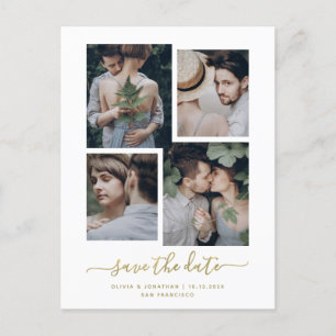 Carte Postale Save the date   Collection photo Modern Gold Four