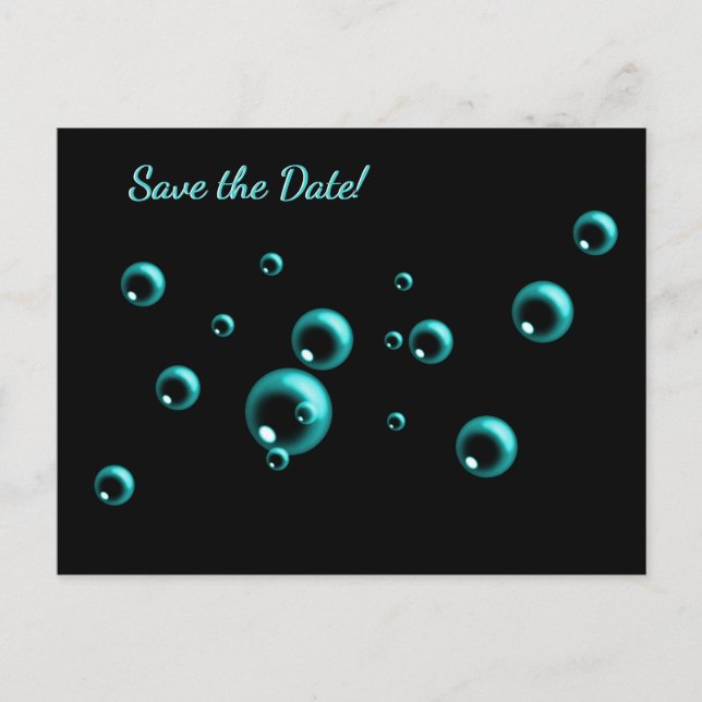Carte Postale Save the Date Minimalist Aqua Blue Bubbles (Devant)