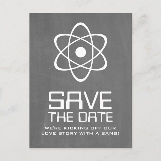 Carte postale "Save the Date" tableau noir atomiqu (Devant)