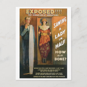 Carte Postale Sawing A Lady In Half ~ Magicien Vintage Magic Act