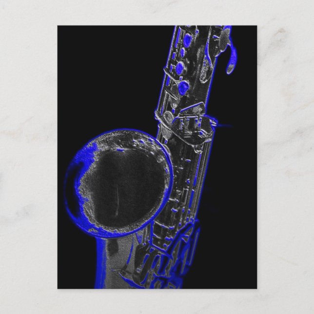 Carte Postale Sax bleu (Devant)