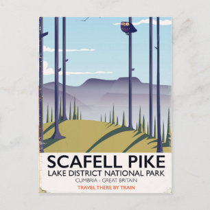 Carte Postale Scafell Pike, Cumbria, affiche de voyage Vintage
