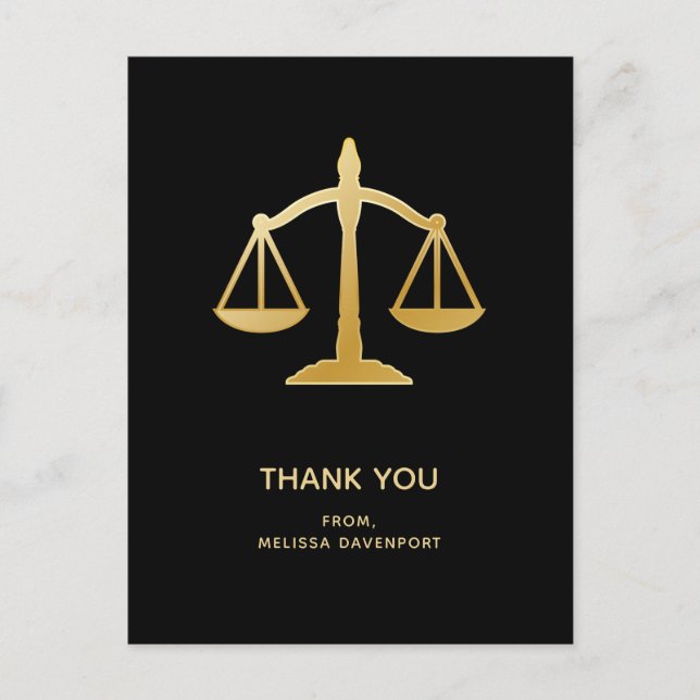 Carte Postale Scales d'or du droit de la justice Thème Merci (Devant)