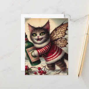 Carte Postale Scandale Noël Vampire Fairy Kitty Avec Eggnog