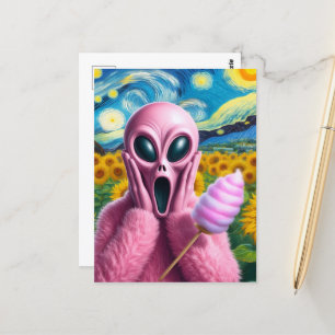 Carte Postale Scander Pink Alien Fine Art Parodie