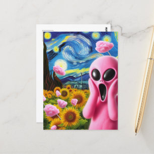 Carte Postale Scander Pink Alien Fine Art Parodie