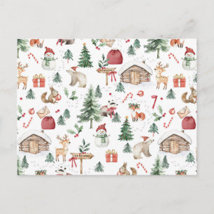 Carte Postale Scandinave pays merveilleux d'hiver animaux de la 