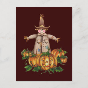 Carte Postale SCARECROW & CITROUILLE PATCH par SHARON SHARPE
