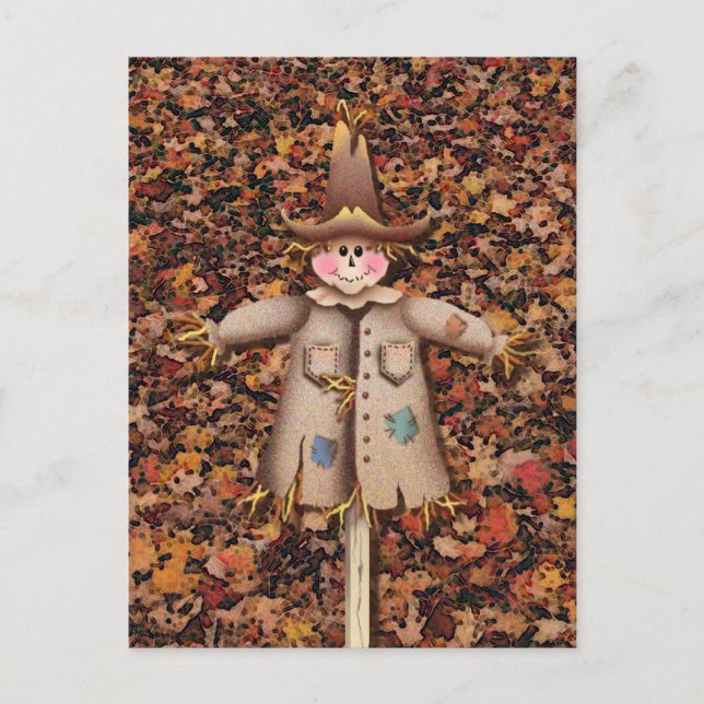 Carte Postale SCARECROW & FEUILLES par SHARON SHARPE (Devant)