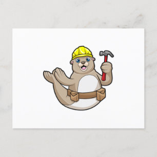 Carte Postale Sceller comme charpentier avec marteau et Casquett