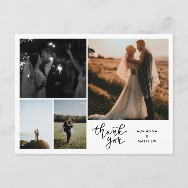 Carte Postale Scénario de remerciement de mariage | Collage phot (Devant)