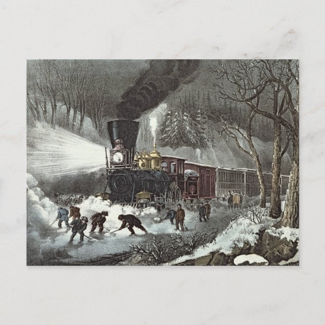 Carte Postale Scène américaine de chemin de fer, 1871 (Devant)