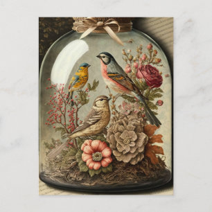 Carte Postale Scène botanique vintage dans un bocal en verre ave