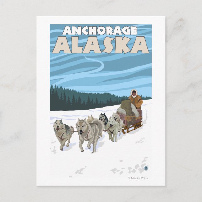 Carte Postale Scène de couchage de chien - Anchorage, Alaska (Devant)