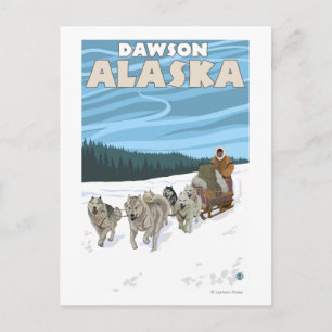 Carte Postale Scène de couchage de chien - Dawson, Alaska