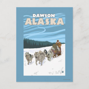 Carte Postale Scène de couchage de chien - Dawson, Alaska