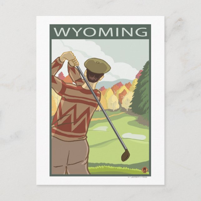 Carte Postale Scène de golfeur Wyoming (Devant)
