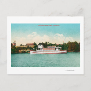 Carte Postale Scène de la rivière Sacramento avec un bateau