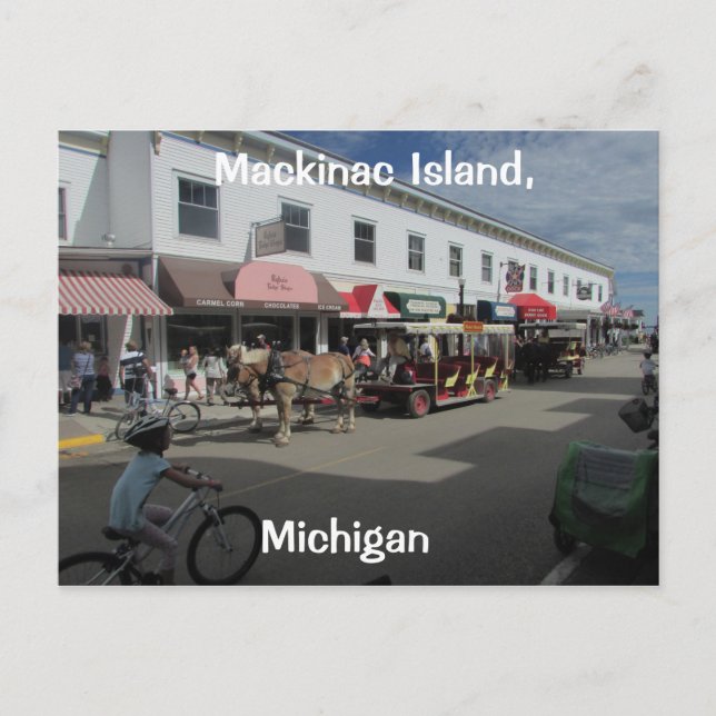 Carte Postale Scène de la rue Mackinac Island (Devant)