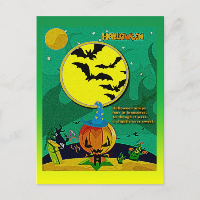 Carte Postale Scène de l'Assistant de la Nuit d'Halloween Jack o (Devant)