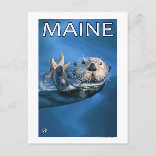 Carte Postale Scène de Loutres de Maine (Devant)