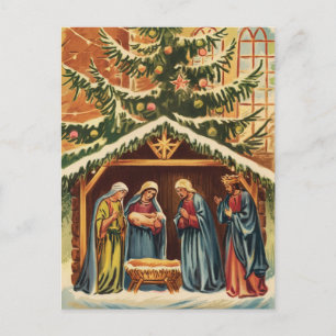 Carte Postale Scène de Nativité Noël vintage