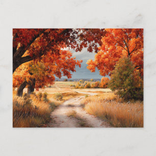 Carte Postale Scène de nature automnale paysage de feuilles d'au