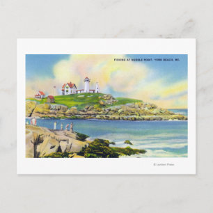 Carte Postale Scène de pêche à Nubble Point sur York Beach