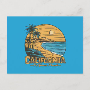 Carte Postale Scène de plage californienne au coucher du soleil 