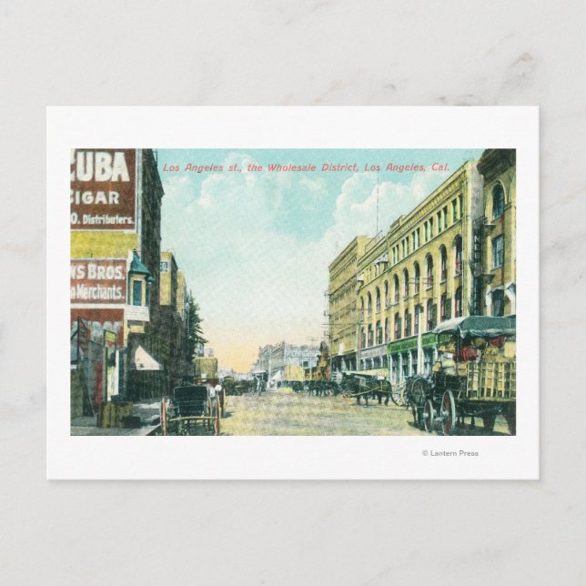 Carte Postale Scène de quartier de gros sur Los Angeles Street (Devant)