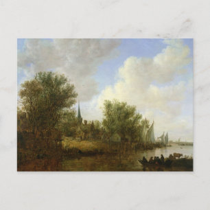 Carte Postale Scène de rivière avec vue sur Overschie, 1651